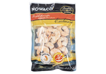 Šaldytos, nuplikytos karališkosios krevetės NOWACO, 225 g