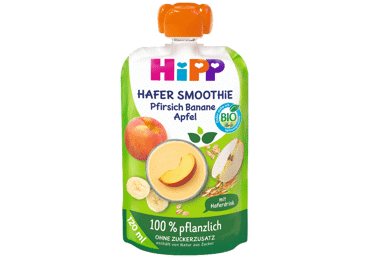 Ekologiškas persikų, bananų ir obuolių glotnutis HIPP nuo 12 mėn., 120 ml