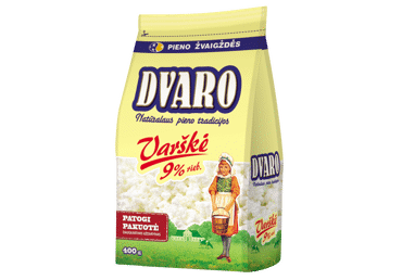 Pusriebė DVARO varškė, 9 % rieb., 400 g