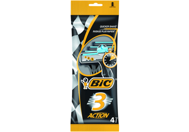 Vienkartiniai skustuvai BIC 3 ACTION, 4 vnt., 4 vnt.