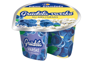 GRŪDĖTA varškė  su mėlynėmis, 7% rieb., 150 g