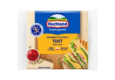 Lydytas sūris HOCHLAND (riekelės), 19 % rieb. s. m., 130 g