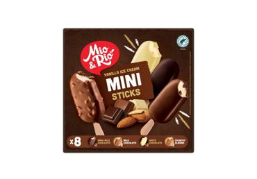 Vanilės sk. ledai su įv. šokol. glaistu MIO & RIO, 8 x 50 ml, 276 g