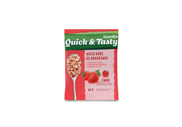 Avižinė košė QUICK & TASTY su braškėmis, 40 g