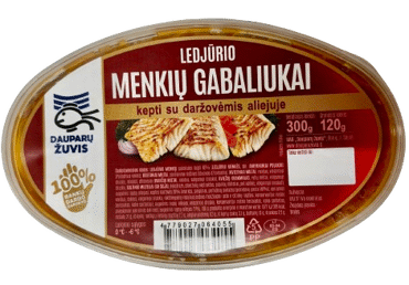 Жареные кусочки трески с овощами в масле, 300 г