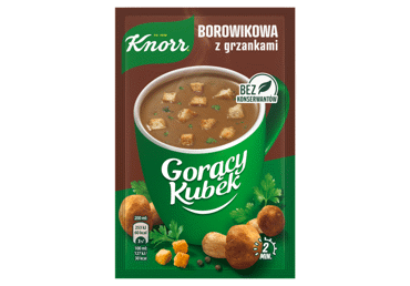 Greitai paruošiama baravykų sriuba KNORR CUP-A-SOUP su skrebučiais, 15 g