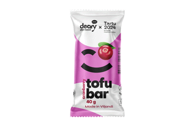Glaistytas augalinis batonėlis DEARY, spanguolių skonio, 40 g