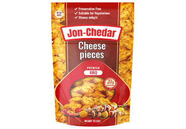 Kepti sūrio gabaliukai BBQ JON-CHEDAR, 43 % rieb. s. m., 80 g