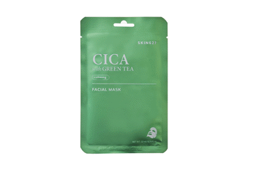SKIN627 lakštinė veido kaukė raminamoji su cica ir žaliąja arbata, 22 ml