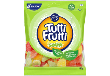 Rūgštūs guminukai FAZER TUTTI FRUTTI, vaisių skonio, 180 g