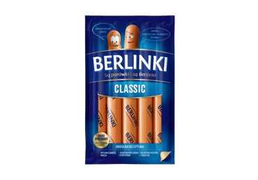 Вареные копченые сосиски из свинины и курицы BERLINKI, II р., 250 г