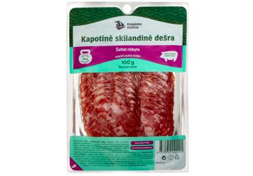 Šaltai rūkyta pjaustyta KLAIPĖDOS SKILANDINĖ dešra, a. r., 100 g