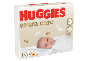 Sauskelnės HUGGIES EXTRA CARE 1, 2-5 kg, 84 vnt.