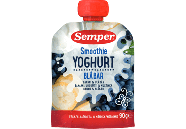 Jogurto, bananų ir mėlynių tyrė SEMPER, nuo 6 mėn. 90 g