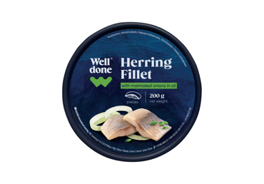 Salted herring fillet WELL DONE with pickled onions, 200 g