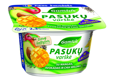 Lactic Cottage Cheese lactose-free GAMTOS with Mangoes, Avocados and Chia Seeds, 2.3% fat, 130 g