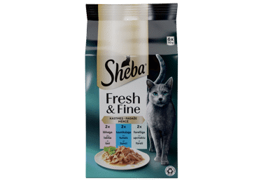 Konservuotas kačių ėdalas SHEBA (mini rinkinys su žuvimis), 300 g