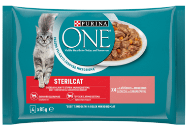 Kon. kačių ėdalas ONE STERILCAT su lašiša, 4x85g, 340 g