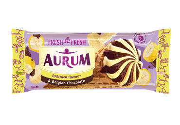 Valgomieji ledai AURUM, bananų ir vanilės skonio, 98 g