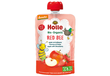 Organic apple, strawberry puree HOLLE RED BEE 8+ months, 100 g
