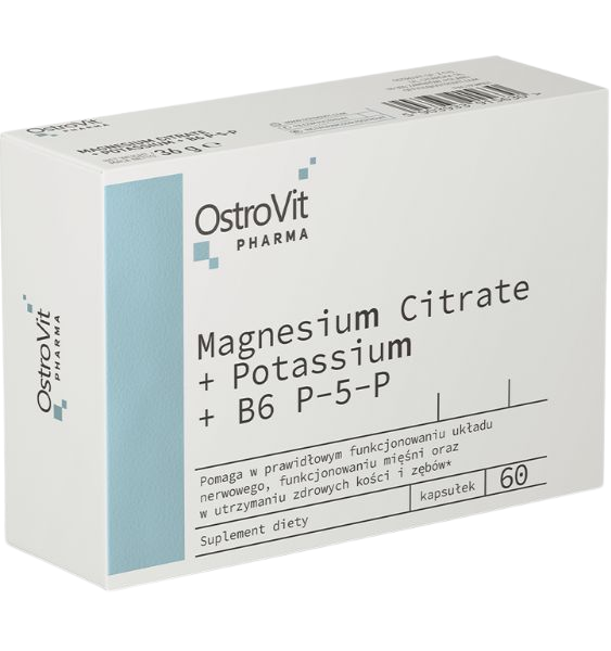 OstroVit Magnesium Citrate + Potassium + B6 P-5-P 60 kap