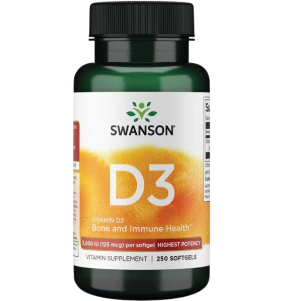 Swanson Vitaminas D3 (cholecalciferolis) 125µg 5000TV 250 kap
