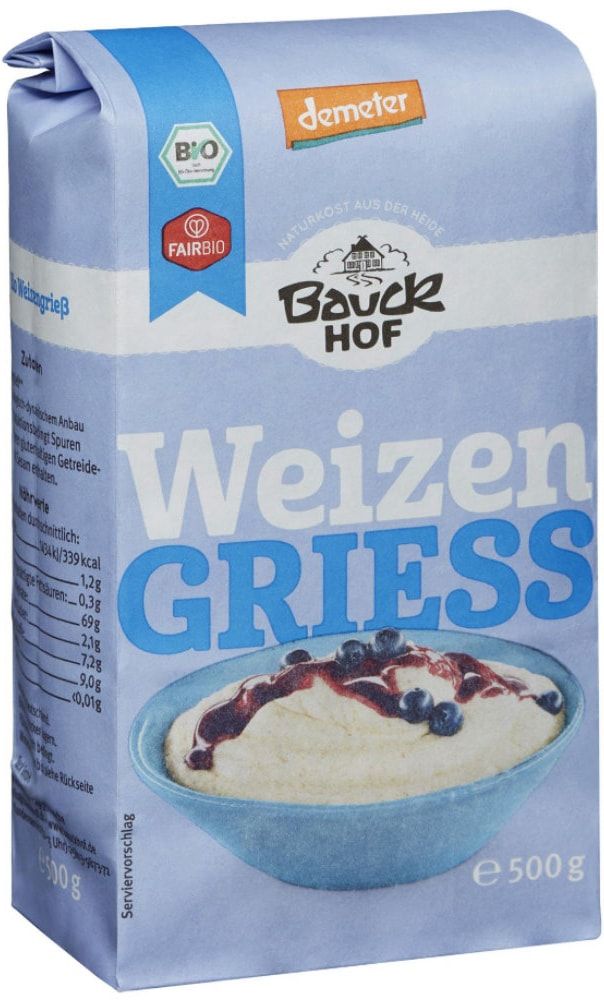 Kviečių manų kruopos, biodinaminės BAUCK MÜHLE, 500 g
