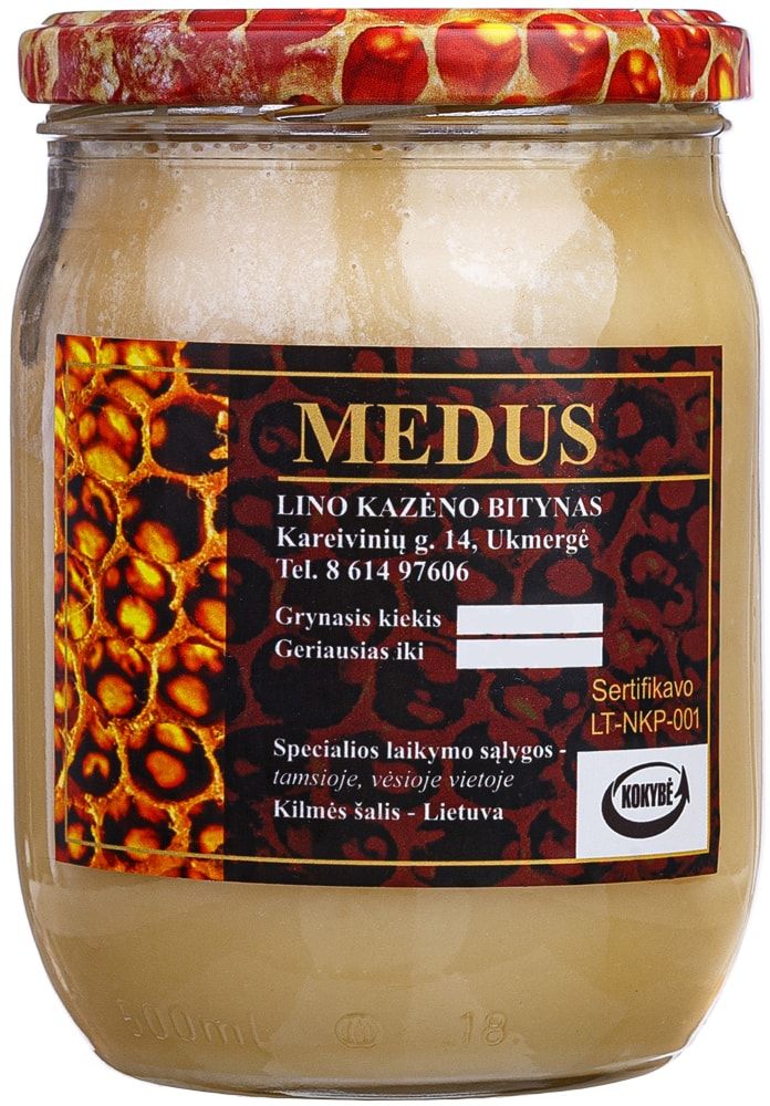 Liepų ir pievų medus L. KAZĖNO BITININKYSTĖS ŪKIS, 700 g