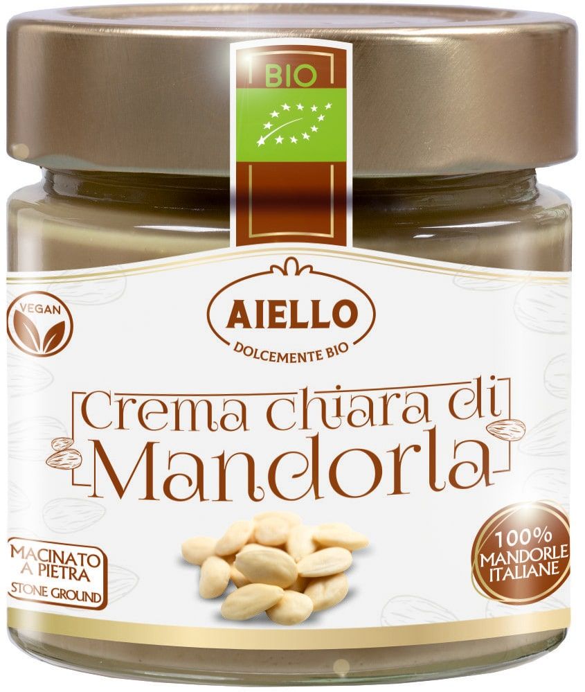 Migdolų 100% kremas be luobelių, ekologiškas AIELLO, 200 g