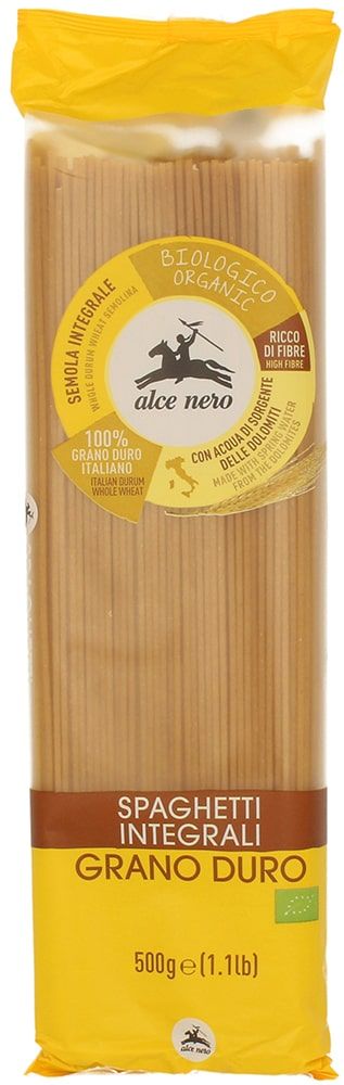 Pilno grūdo kviečių makaronai SPAGHETTI, ekologiški ALCE NERO