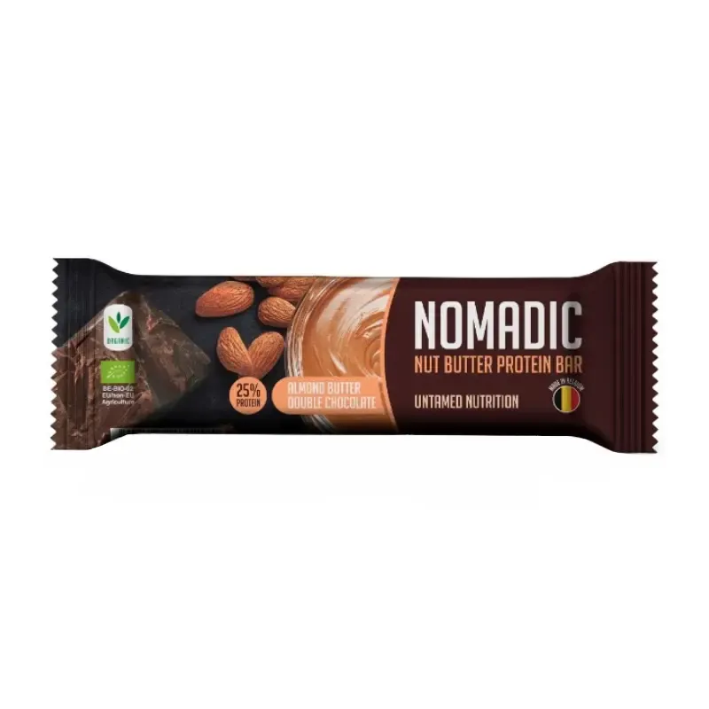 Baltyminis batonėlis su migdolų sviestu ir šokoladu NOMADIC