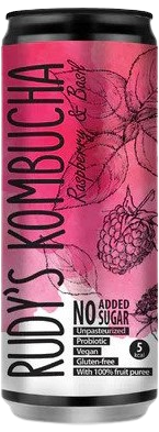 Kombučia gėrimas AVIETĖS IR BAZILIKAS RUDY'S, 330 ml