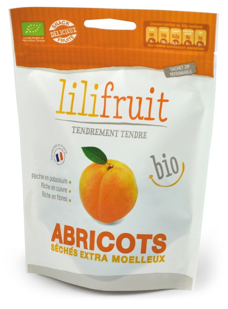 Minkšti rehidruoti džiovinti abrikosai, ekologiški LILIFRUIT, 150 g