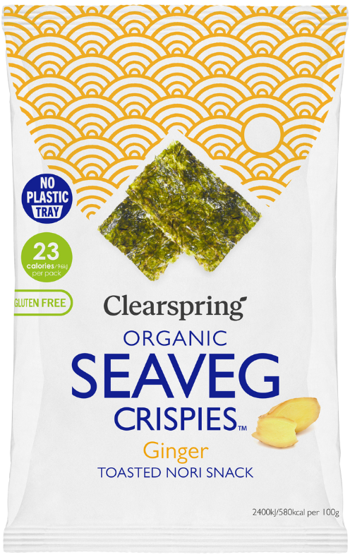Jūros daržovių traškučiai „Seaveg crispies“ su imbieru, ekologiški CLEARSPRING, 4 g