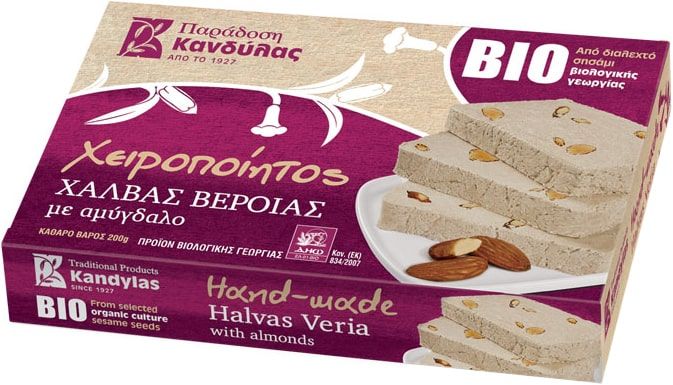 Sezamų chalva su migdolais, ekologiška KANDYLAS, 200 g