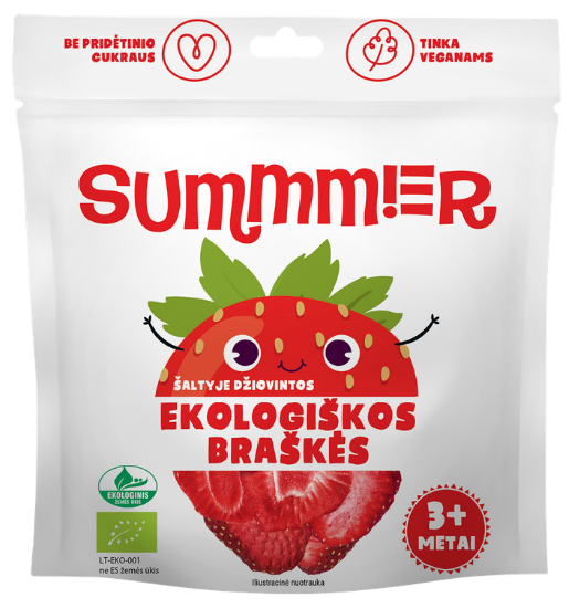 Šaltyje džiovintos ekologiškos braškės „SUMMMER“ DEHIDRA, 11 g