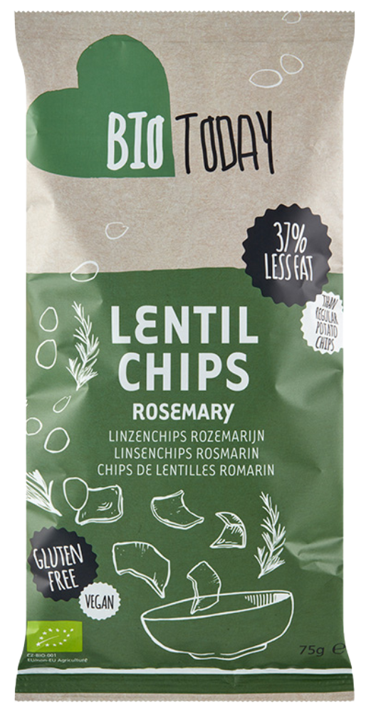 Lęšių traškučiai su rozmarinais, ekologiški BIO TODAY, 75 g