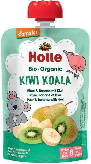 Kriaušių, bananų ir kivių tyrelė KIWI KOALA, kūdikiams nuo 8 mėn., biodinaminė HOLLE, 100 g