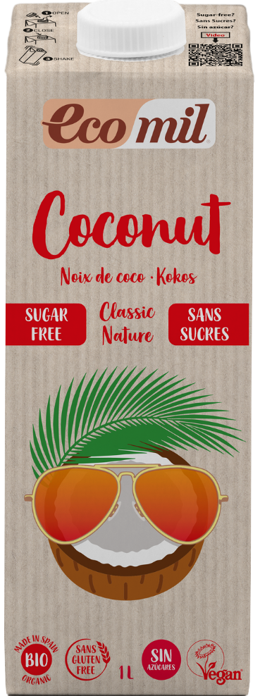 Kokosų gėrimas be cukraus, ekologiškas ECOMIL, 1 l