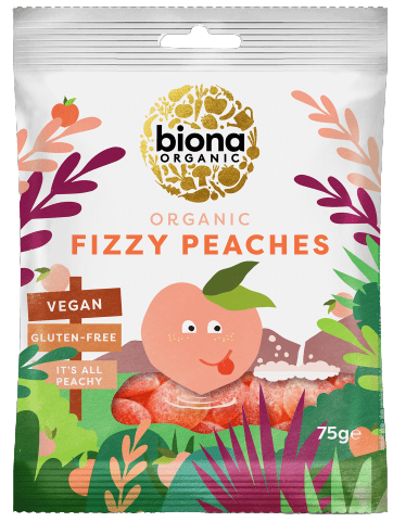 Gummy candies FIZZY PEACHES, organic BIONA