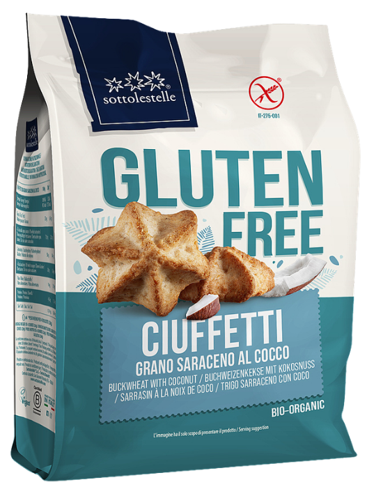 Grikių miltų sausainiai su kokosais CIUFFETI, be glitimo, ekologiški SOTTOLESTELLE, 200 g