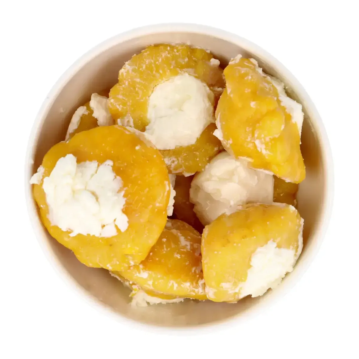 Marinated mini pattypans stuffed with cream cheese