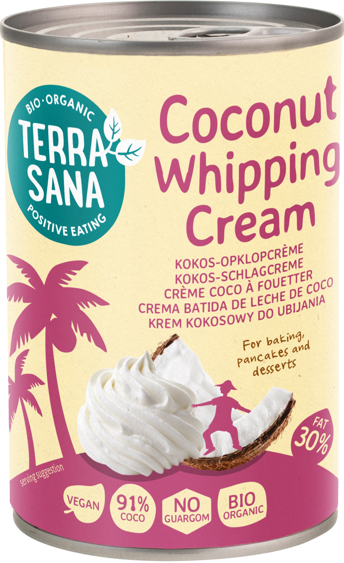 Kokosų kremas plakimui, ekologiškas TERRASANA, 400 ml