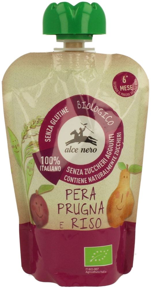 Kriaušių, slyvų ir ryžių tyrelė, ekologiška ALCE NERO, 100 g