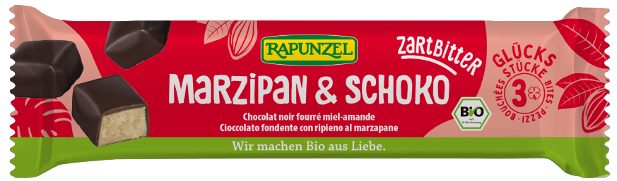 Dark chocolate covered marzipan, organic