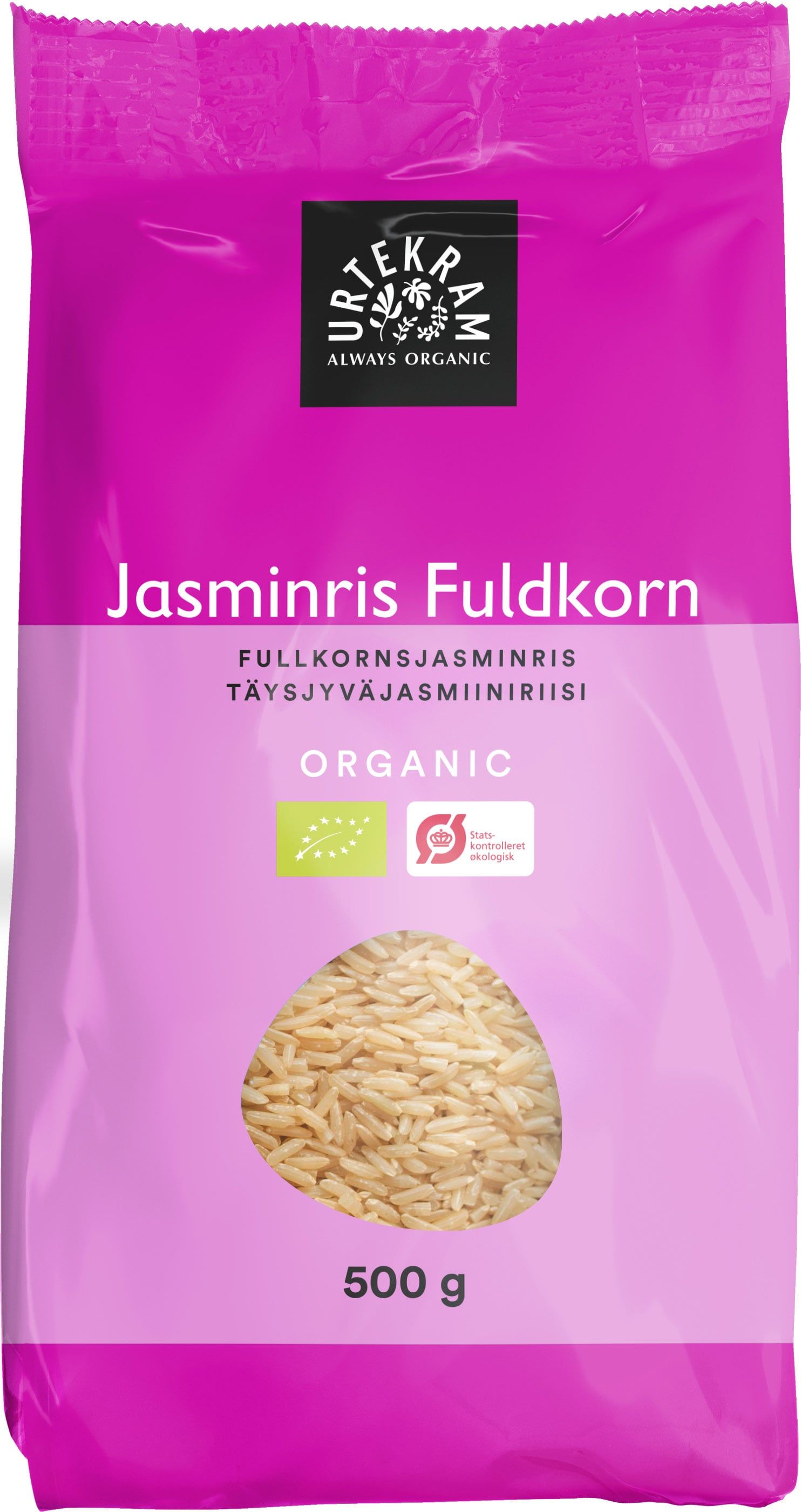Цельнозерновой рис JASMINE, органический URTEKRAM, 500 г