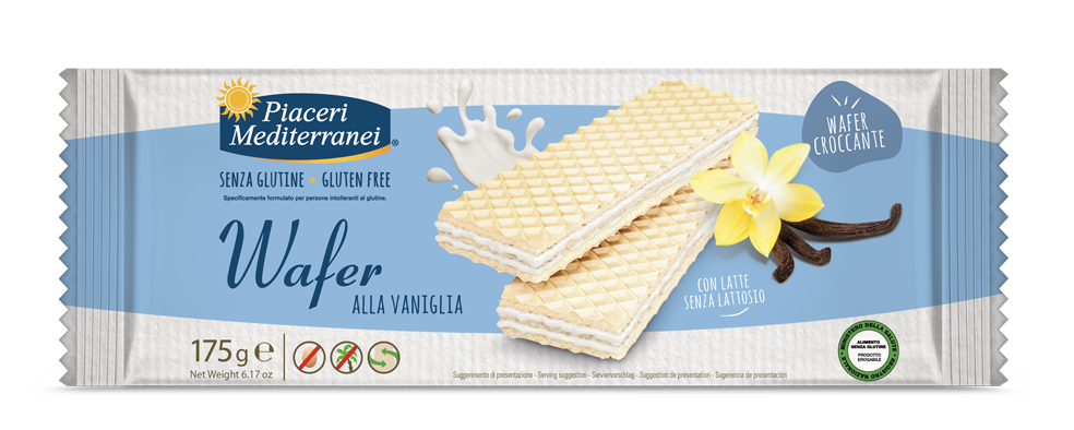 Вафли с ванильной начинкой, без глютена PIACERI MEDITERRANEI