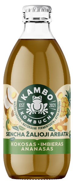Kombučia gėrimas KOKOSAS· IMBIERAS· ANANASAS KAMBO KOMBUCHA, 330 ml