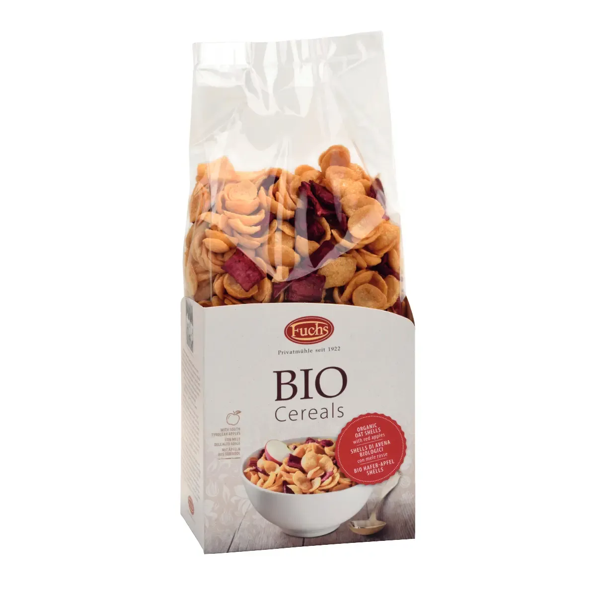Avižų dribsniai su raudonais obuoliais BIO CEREALS, ekologiškos FUCHS