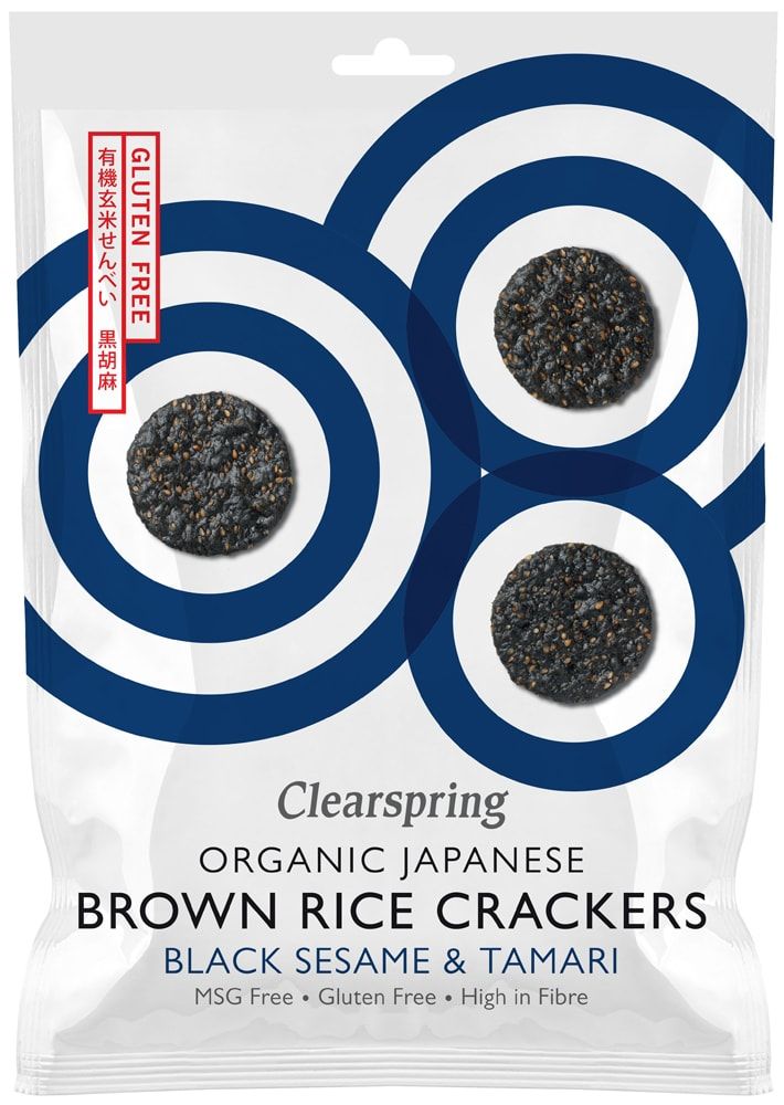 Brown rice crackers with black sesame and soy sauce 'Tamari', organic CLEARSPRING, 40 g
